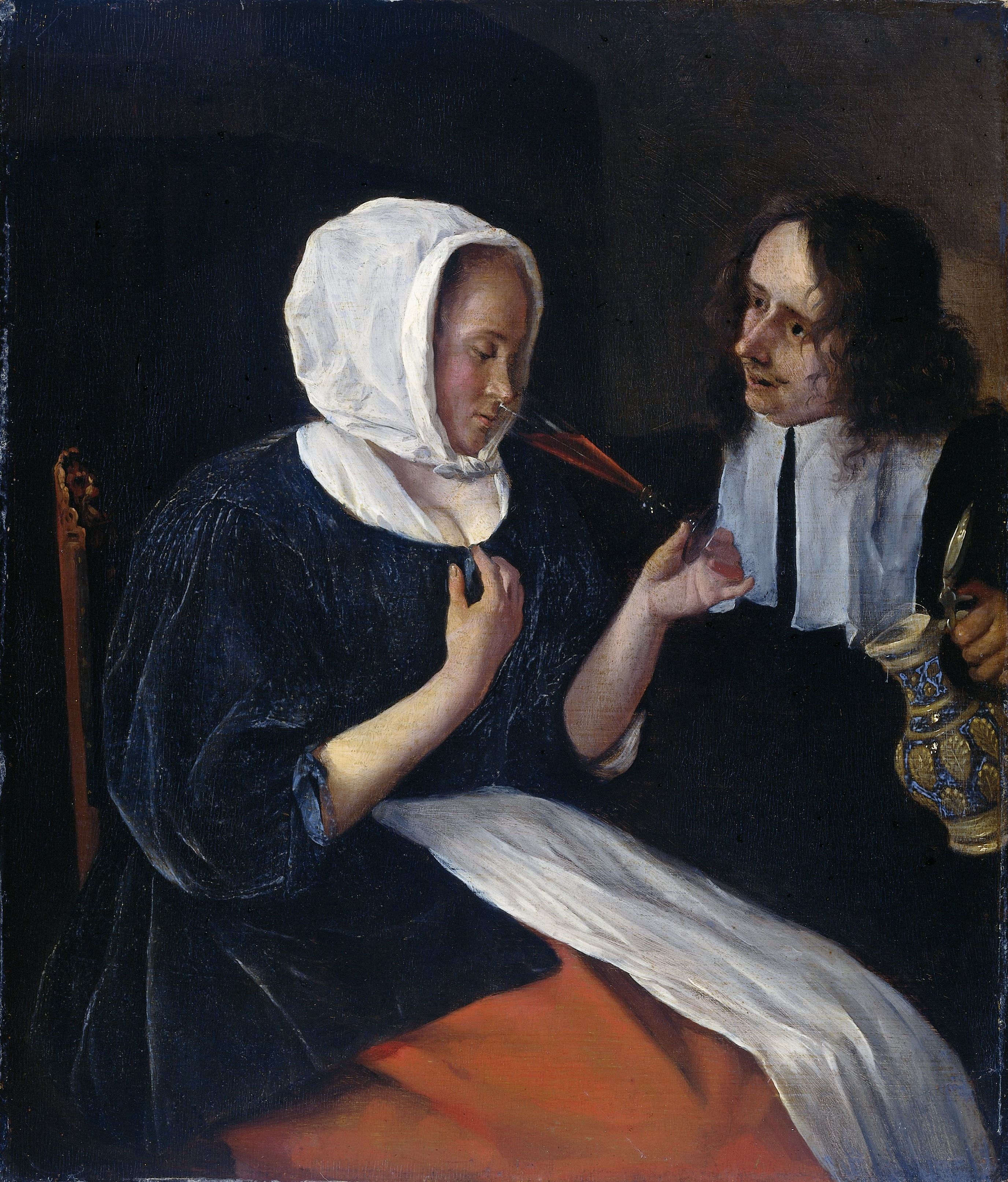 Un couple qui boit - Jan Steen image 1 copie peinte à la main à l’huile