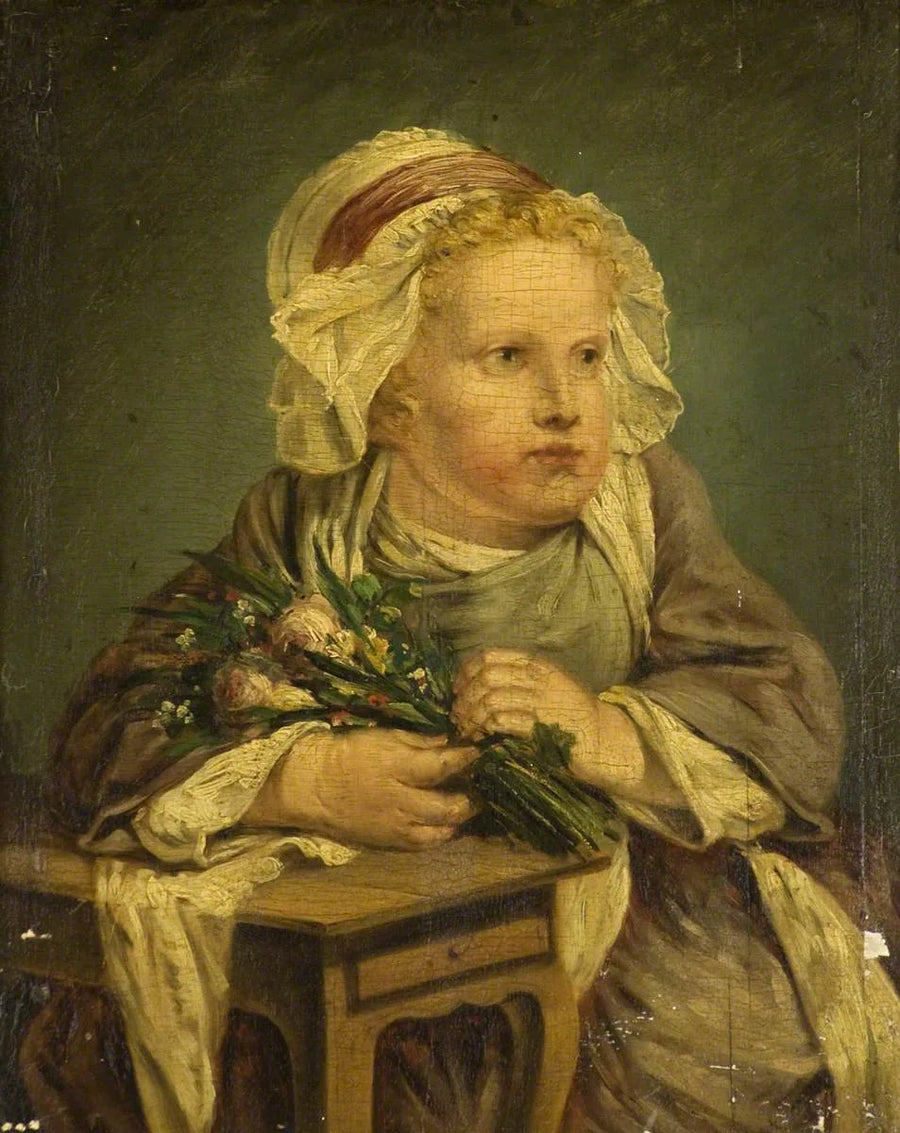 Et barn med en blomsterbukett - Jean-Baptiste Greuze