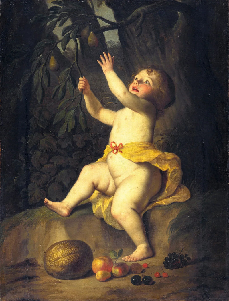 Et barn som plukker frukt - Gerrit van Honthorst