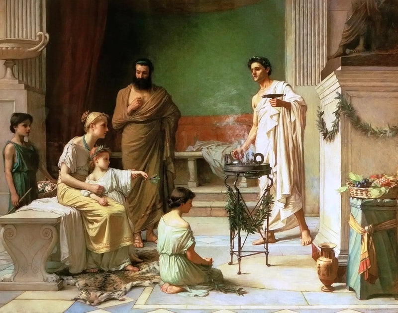 'Et sykt barn brakt til tempelet til Asklepios - John William Waterhouse'