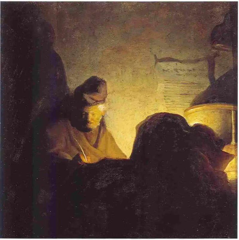 En lærde i lyset fra stearinlysene - Rembrandt