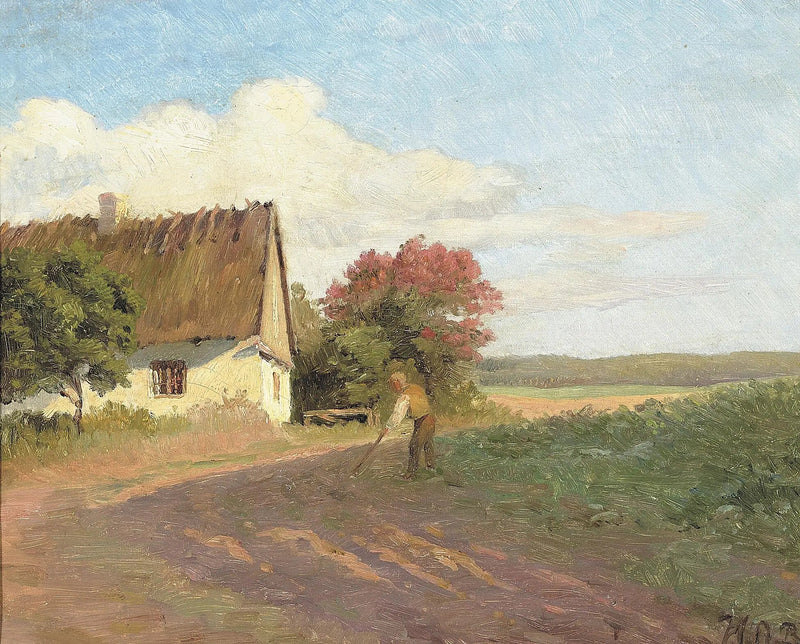 En bonde som arbeider i en åker en sommerdag. - H. A. Brendekilde

Source:
Un fermier travaillant dans un champ un jour d'été. - H. A. Brendekilde