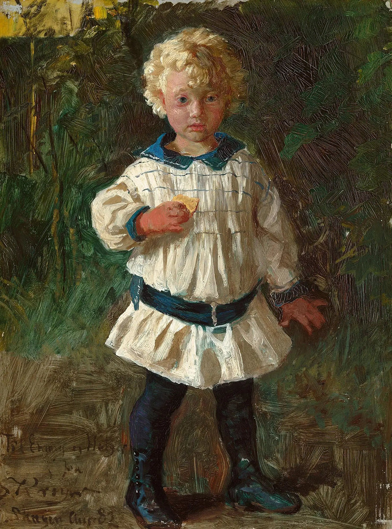 En blond gutt. Portrett av Jens Drachmann. - Peder Severin Krøyer