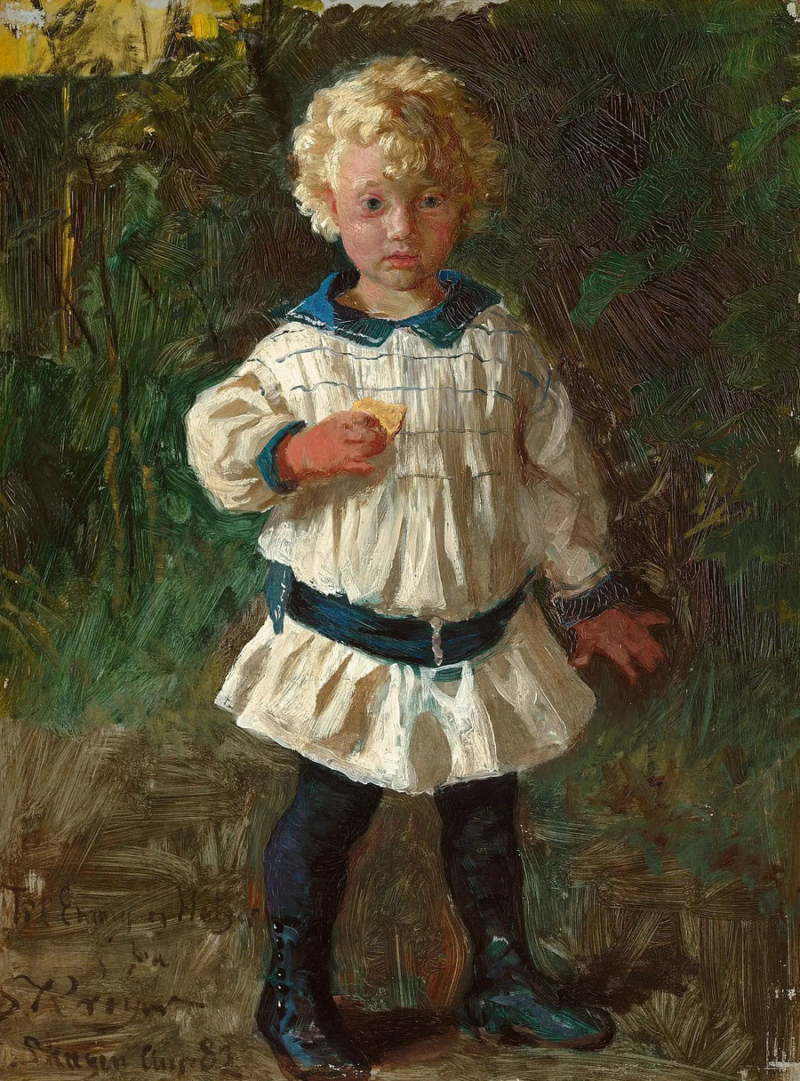 En blond gutt. Portrett av Jens Drachmann. - Peder Severin Krøyer
