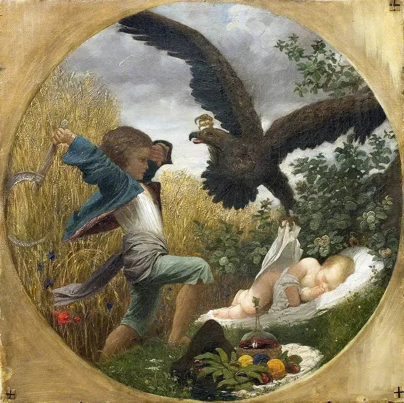 En gutt som forsvarer en baby mot en ørn - Frederic Leighton

Source:
Un garçon défendant un bébé contre un aigle - Frederic Leighton