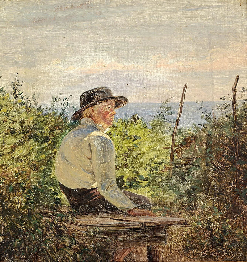 En gutt på en benk. - Carl Heinrich Bloch