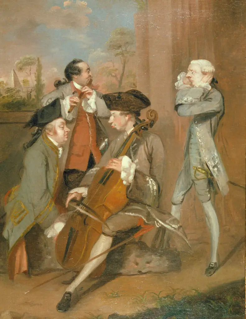 En gruppe karikaturer: Sir Charles Turner, M. Cook, M. John Woodyeare og reverend Dr William Drake - Joshua Reynolds