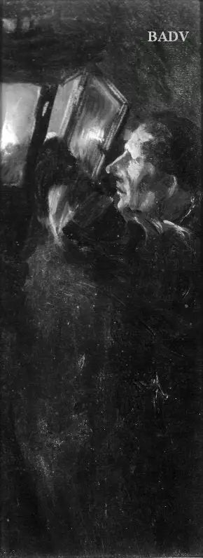 En mann tenner en lanterne - Adolph von Menzel