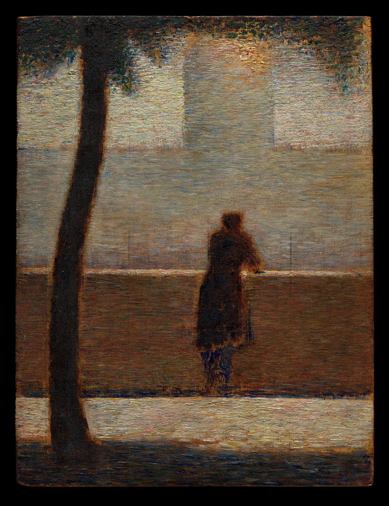 En mann som hviler seg på en murkant - Georges Seurat