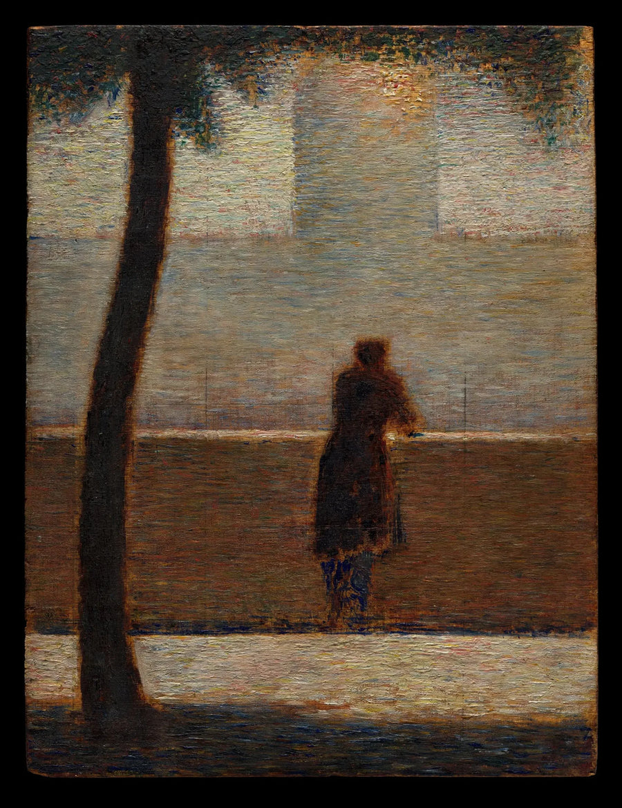 En mann som hviler seg på en murkant - Georges Seurat