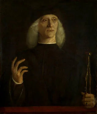 En mann med en passer (?) - Gentile Bellini