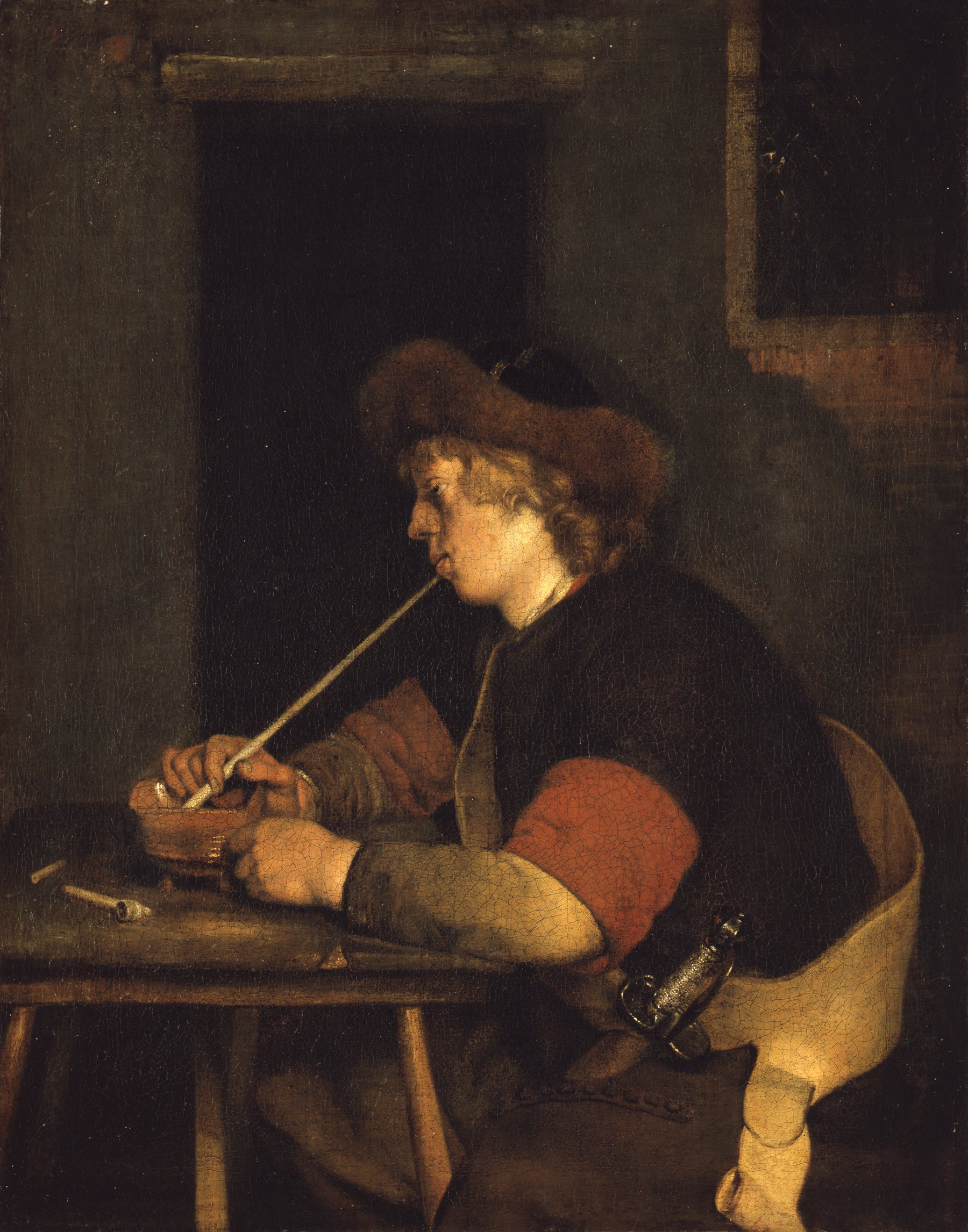 Un homme fume la pipe - Gerard ter Borch image 1 tableau peint à l’huile sur toile