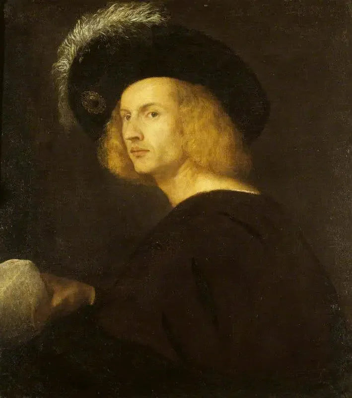 En ukjent mann med en hatt med svarte fjær - Titian