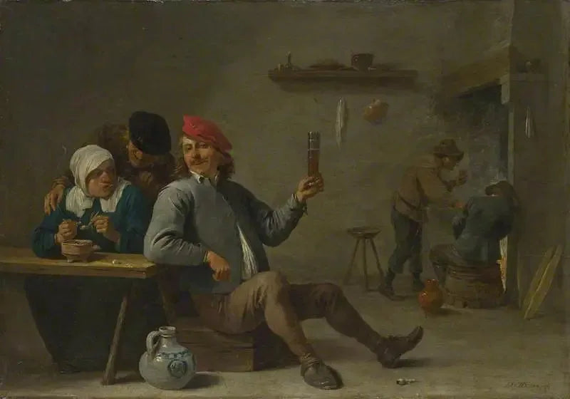 En mann som holder et glass og en gammel kvinne som tenner en pipe - David Teniers den Yngre

Source:
Un homme tenant un verre et une vieille femme allumant une pipe - David Teniers le Jeune