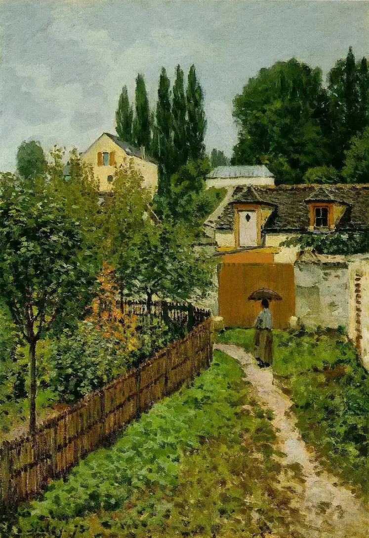 En hage i Louveciennes - Alfred Sisley