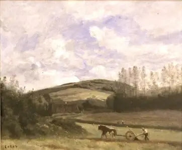 En bonde i landskapet, rundt Étretat - Jean-Baptiste Camille Corot