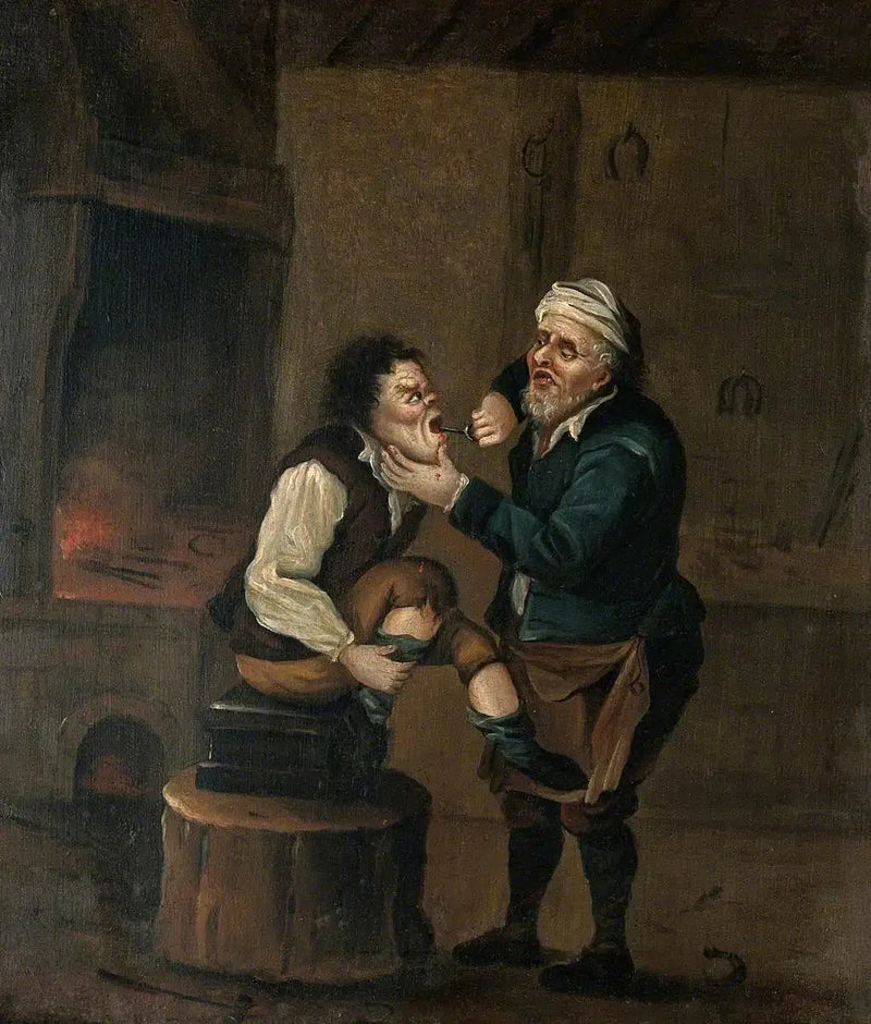 En smed trekker ut en tann fra munnen til en mann - David Teniers den Yngre

Source:
Un maréchal-ferrant extrait une dent de la bouche d'un homme - David Teniers le Jeune