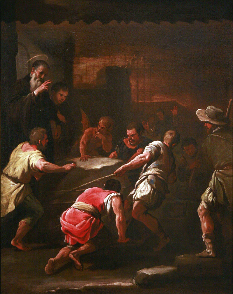 Et mirakel av Saint Benoît - Luca Giordano