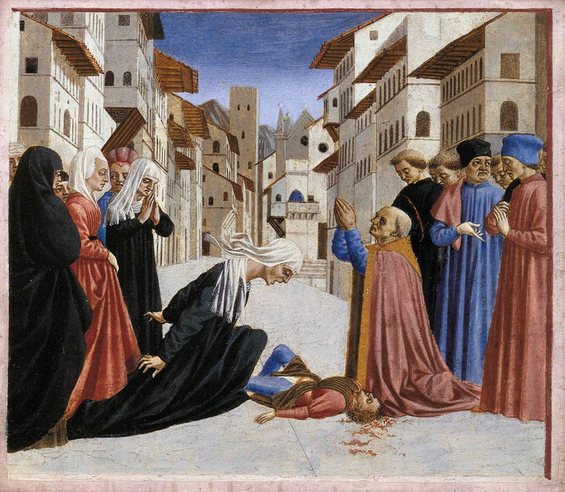 Et mirakel av Saint Zénobe - Domenico Veneziano
