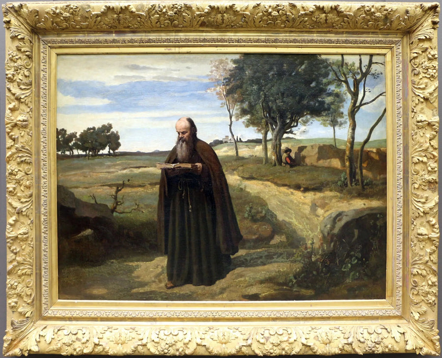 En munk som leser - Jean-Baptiste Camille Corot