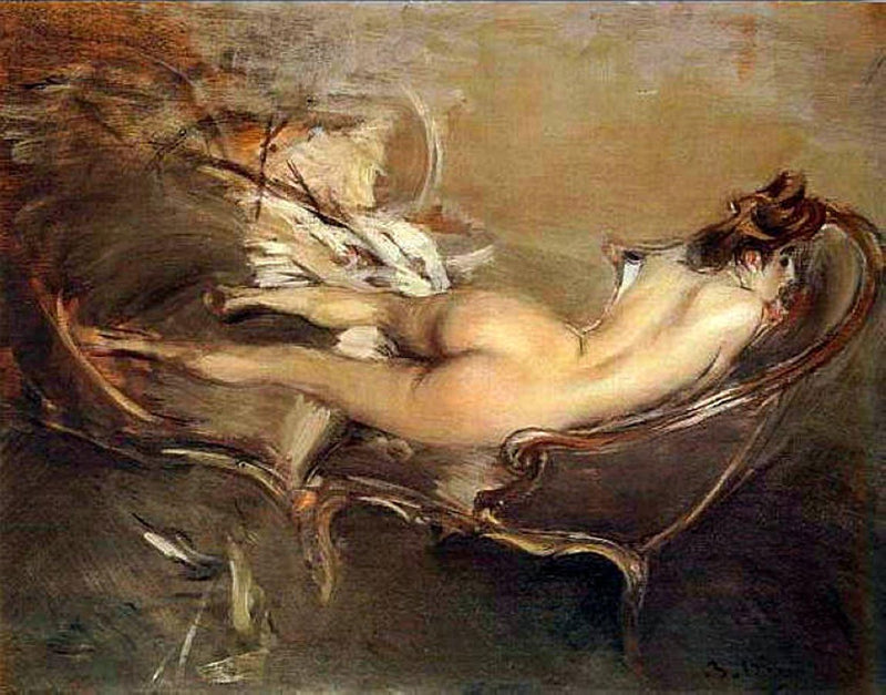 En naken person som ligger på en solseng - Giovanni Boldini