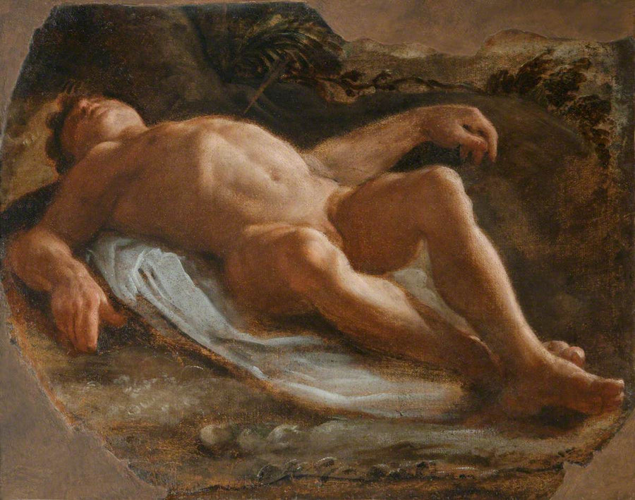 En mannlig nakenfigur i profil (fragment) - Annibale Carracci