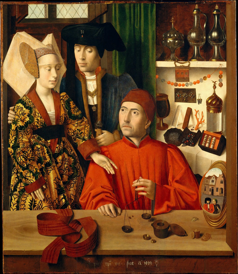 En gullsmed i sitt verksted, kanskje Saint Eligius - Petrus Christus