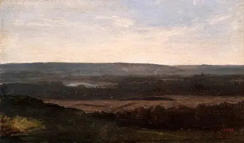 Et landskap med fjerne fjell - Jean-Baptiste Camille Corot