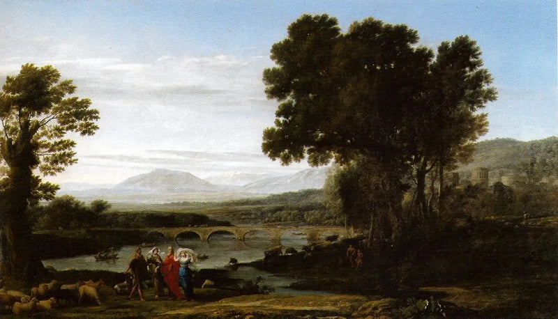 Et elvlandskap med Jakob, Laban og hans døtre - Claude Lorrain
