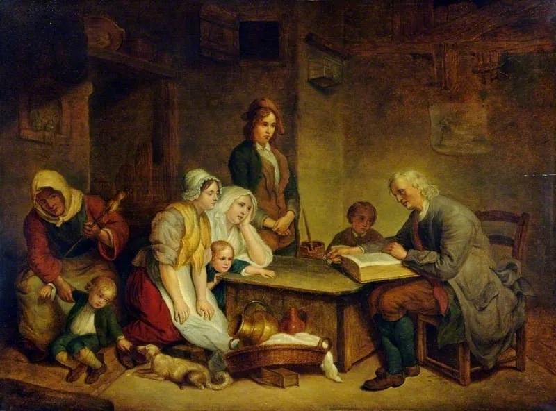 En far som leser Bibelen for familien sin - Jean-Baptiste Greuze