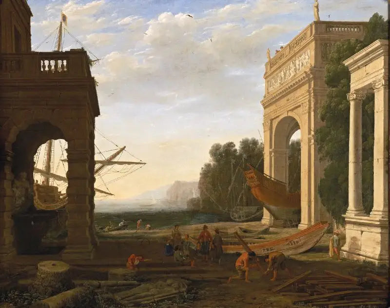 En middelhavs havn, med skip - Claude Lorrain