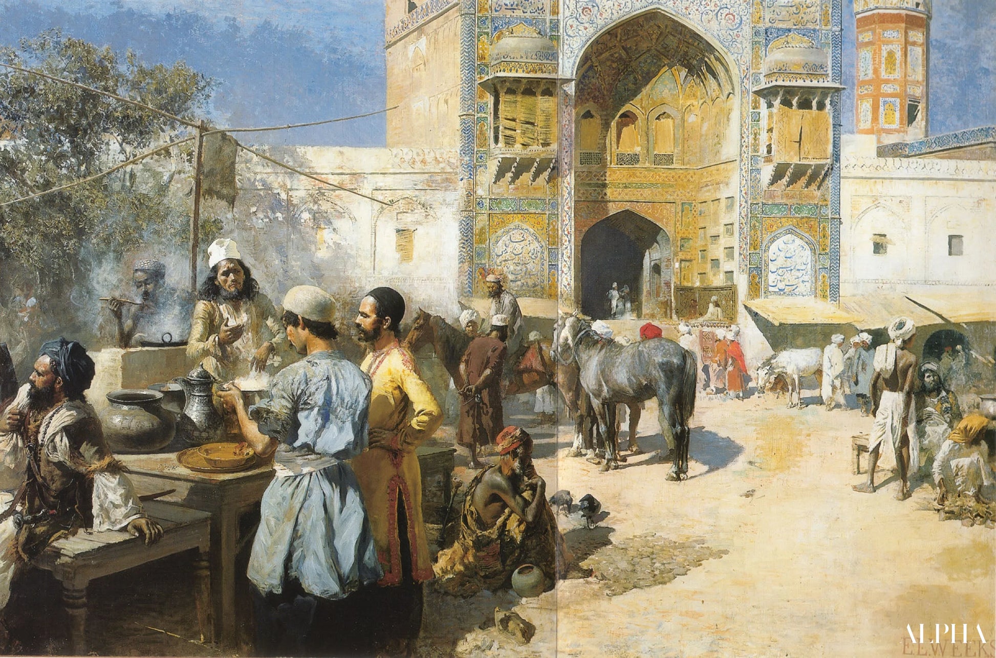 En utendørs restaurant, Lahore - Edwin Lord Weeks - Høykvalitets reproduksjoner av malerier og bilder