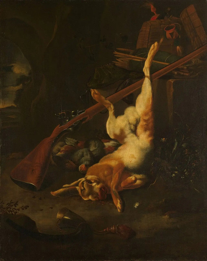 En jegerveske med en død hare - Melchior de Hondecoeter