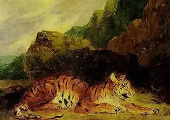 En tiger nær sin hule - Eugène Delacroix