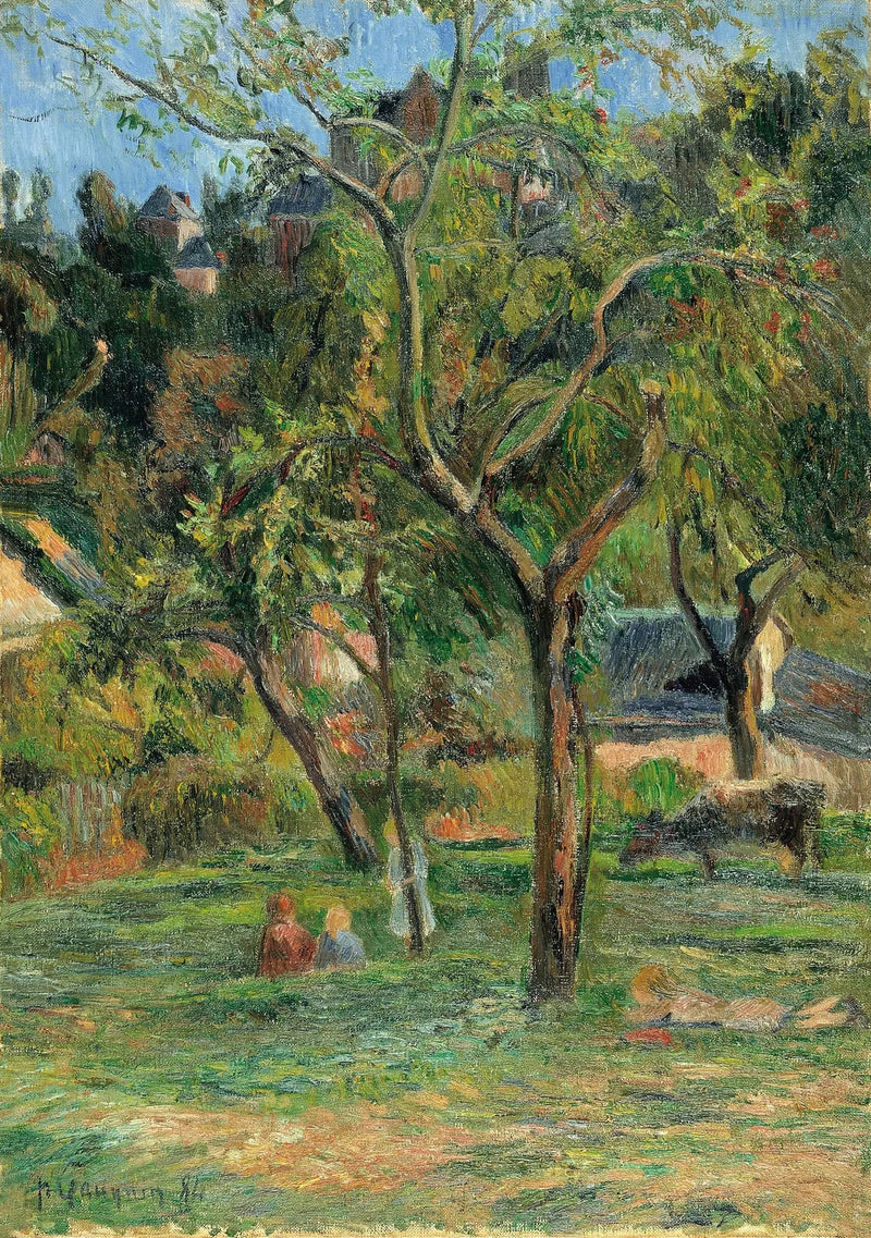 En frukthage under kirken i Bihorel - Paul Gauguin