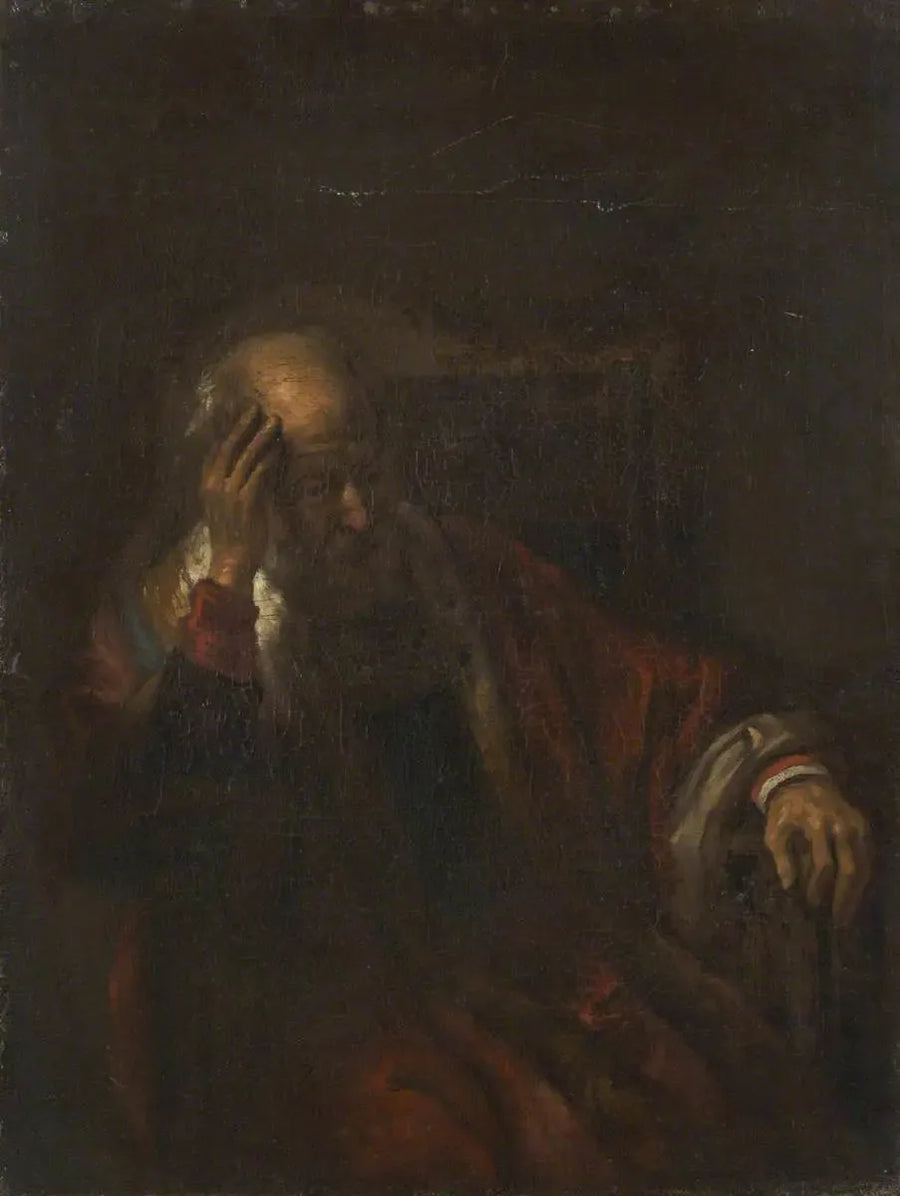 En gammel mann i en stol - Rembrandt