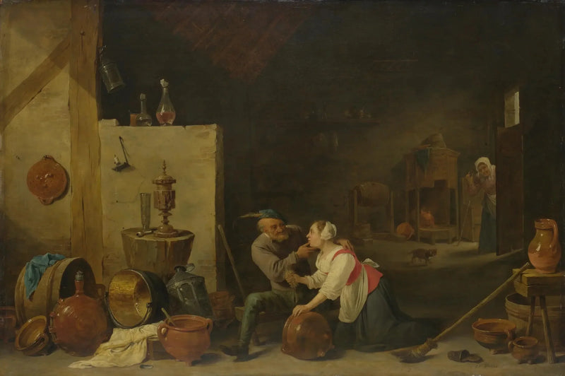 En gammel bonde kjærtegner en kjøkkenservitrise i en stald - David Teniers den Yngre

Source:
Un vieux paysan caresse une servante de cuisine dans une écurie - David Teniers le Jeune