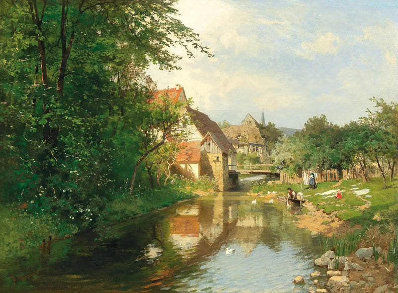 En landsby ved elvebredden - Hugo Darnaut