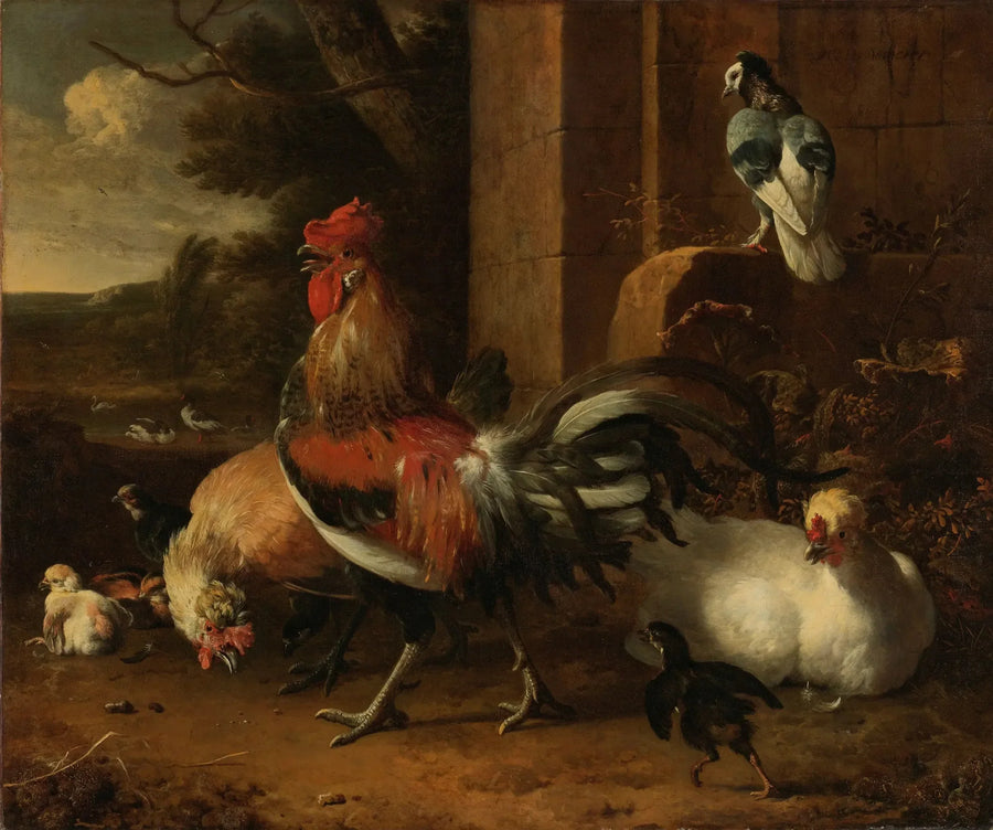 En gårdsplass - Melchior de Hondecoeter