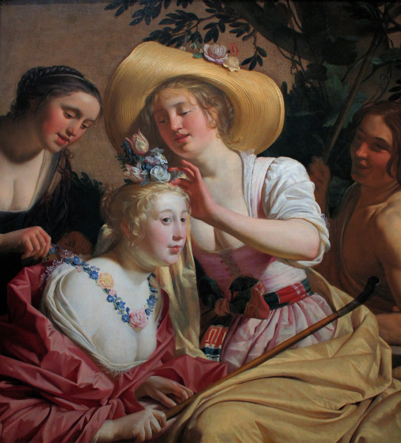 En bergère pyntet med blomster - Gerrit van Honthorst