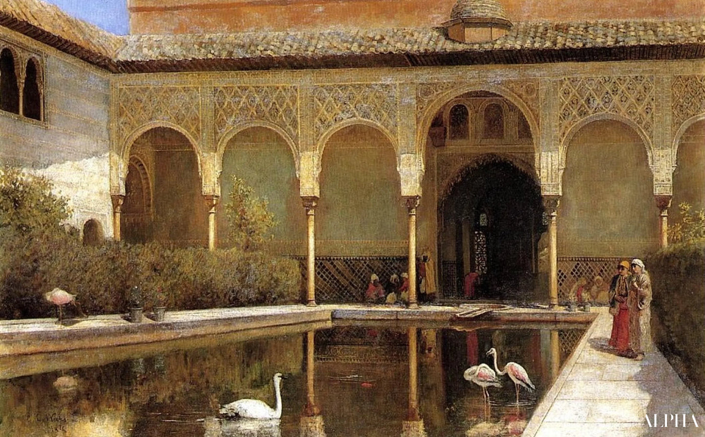 En gårdsplass i Alhambra i maurernes tid - Edwin Lord Weeks - Høykvalitets reproduksjoner av malerier og bilder