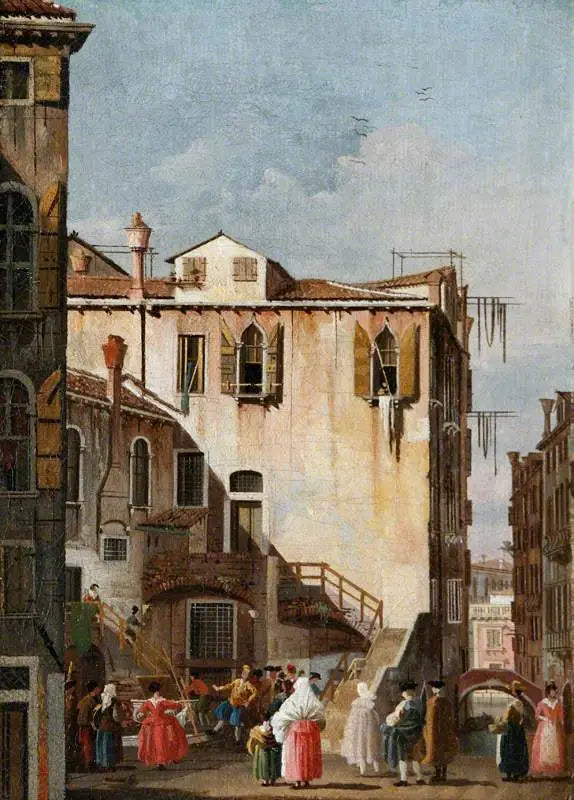En gårdsplass i Venezia med en mann og en kvinne som danser - Canaletto

Source:
Une cour à Venise avec un homme et une femme dansant - Canaletto