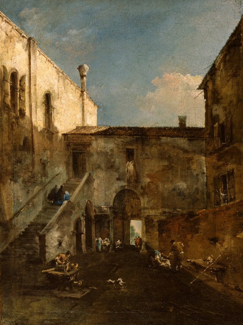 En venetiansk gårdsplass - Francesco Guardi