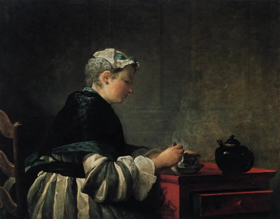 En dame som drikker te - Jean Siméon Chardin