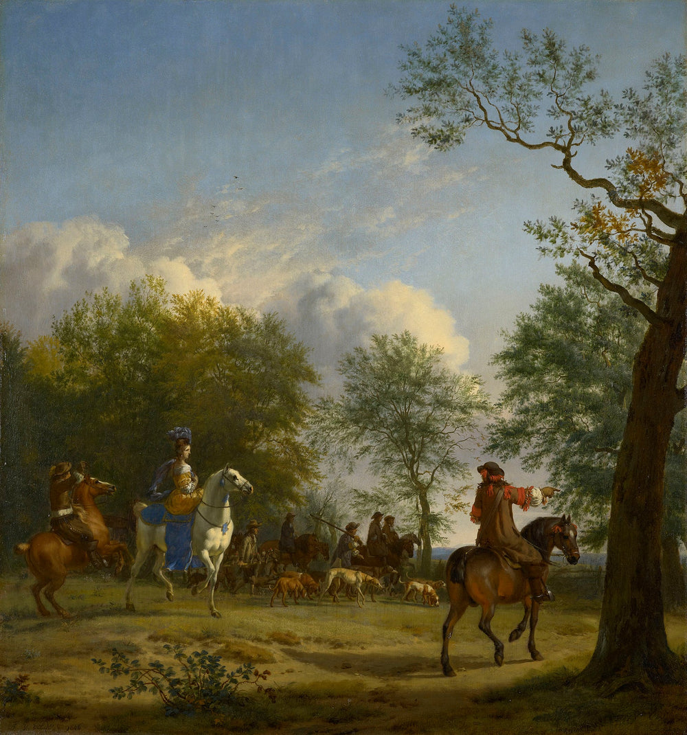 Une expédition de fauconnerie en route - Adriaen van de Velde image 1 copie peinte à la main à l’huile
