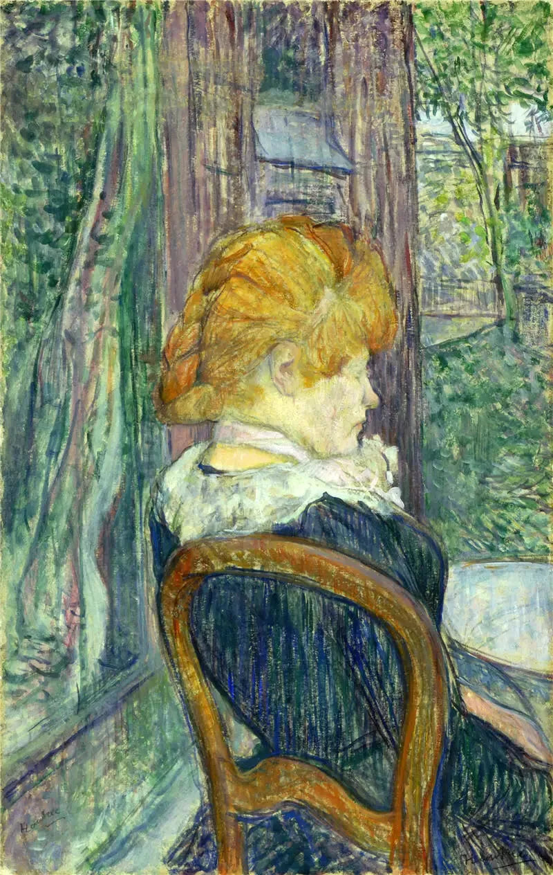 En kvinne som sitter i en hage - Henri de Toulouse-Lautrec