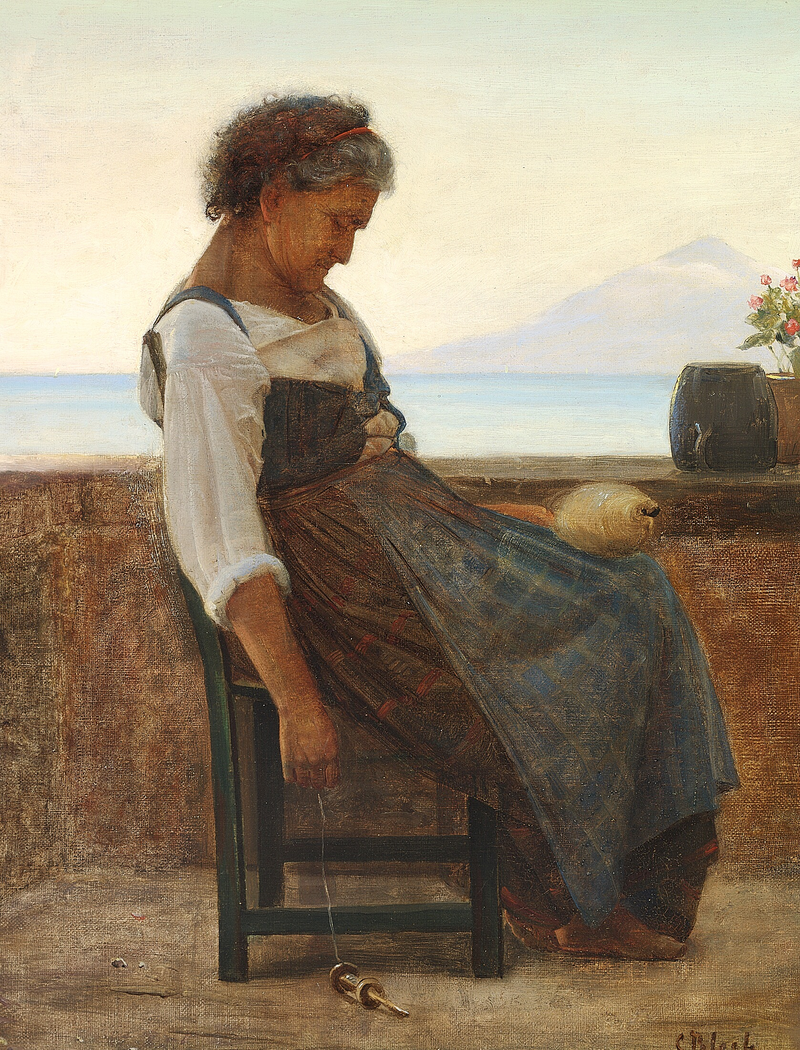 En italiensk kvinne tar en lur. - Carl Heinrich Bloch
