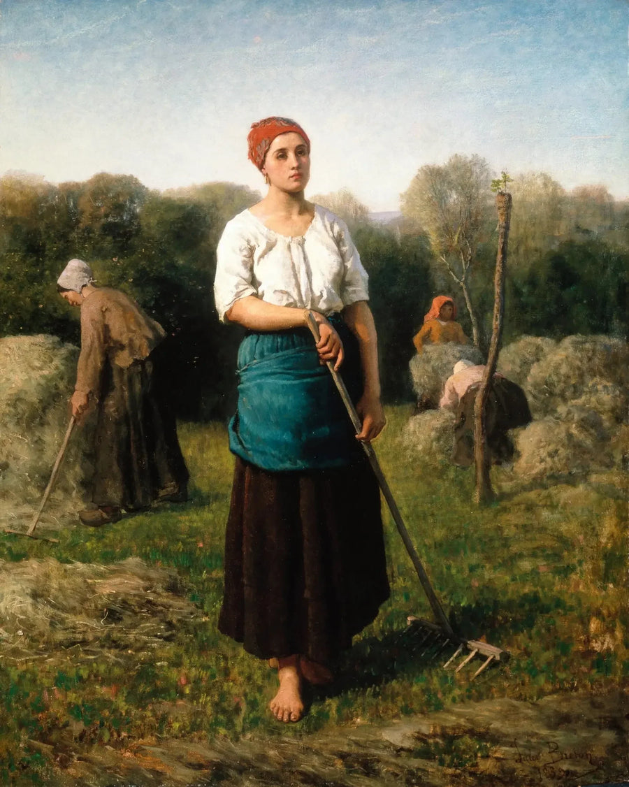 En jente med en rive - Jules Breton