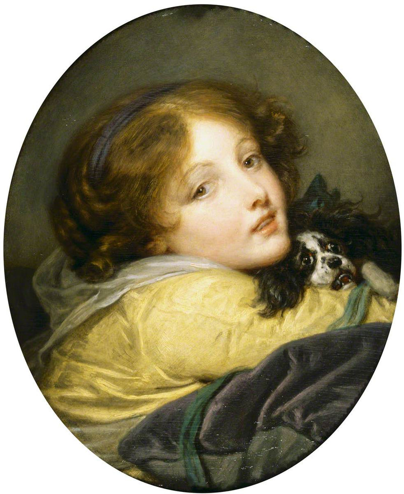 En jente som holder en engelsk springer spaniel - Jean-Baptiste Greuze