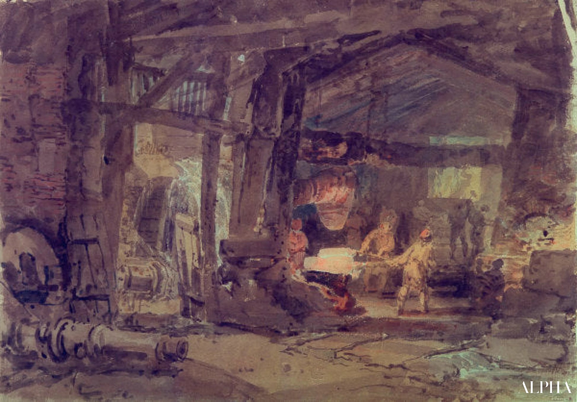 Et jernstøperi - William Turner - Høykvalitets reproduksjoner av malerier og bilder